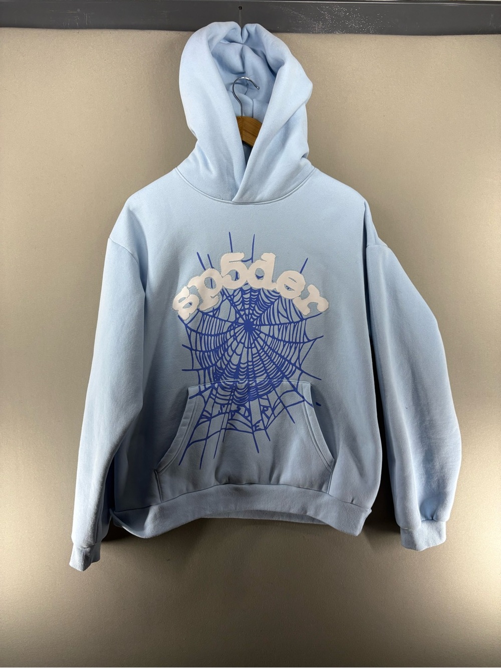 Sp5der Wordwide Men’s Light Blue Hoodie Size Large